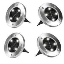 Conjunto de 4 Lâmpadas de Disco Solar p/ Jardim Espeto Inox Conjunto de 4 Lâmpadas de Disco Solar p/ Jardim Espeto Inox