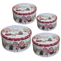 Conjunto De 4 Latas Natalinas Papai Noel Doces Chocolates - Gici Christmas