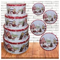 Conjunto De 4 Latas Natalinas Papai Noel Para Doces Chocolates