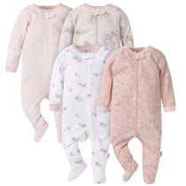 Conjunto de 4 Macacões para Bebê Menina Gerber 0-3 Meses Conjunto de 4 Macacões para Bebê Menina Gerber 0-3 Meses