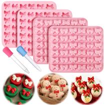 Conjunto de 4 Moldes de Silicone em Forma de Laço Palksky com 144 Cavidades e Conta-gotas