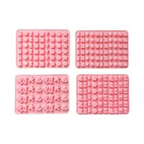 Conjunto De 4 Moldes De Silicone Mini Gummy De Animais Marinhos, Coelho, Urso De Pelúcia, Leão,