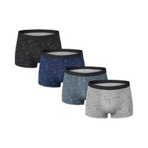 Conjunto De 4 Peças De Boxer Masculino plus Size Moderno E Respirável Com Estampa De Letras Em