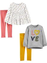 Conjunto de 4 peças de camisa e calça de manga comprida para meninas da Simple Joys