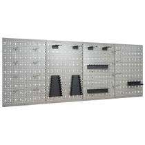 Conjunto de 4 peças de painéis de parede Tool Pegboard VidaXL Metal, 40 x 58 cm, cinza Conjunto de 4 peças de painéis de parede Tool Pegboard VidaXL Metal, 40 x 58 cm, cinza