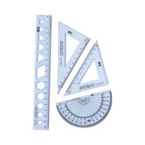 Conjunto De 4 Peças: Esquadro, Transferidor, Régua E Esquadro Reto Para Medição Material Escolar E Conjunto De 4 Peças: Esquadro, Transferidor, Régua E Esquadro Reto Para Medição Material Escolar E