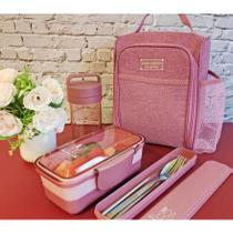 Conjunto de 4 peças fitness Garrafa + Marmita + Bolsa térmica + Porta Talher Concept Jacki Design