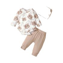 Conjunto De 4 Peças Para Bebê Menino De 0 a 9 Meses: Body De Manga Comprida, Calças, Gorro E Meias