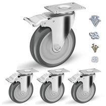 Conjunto de 4 peças pesadas Caster Wheels CLOATFET de 5 polegadas com freio