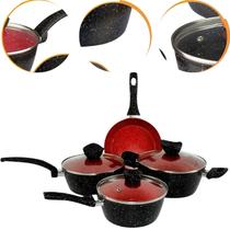 Conjunto De 4 Peças RedPoint Stone Panelas E Frigideira Vermelha Conjunto De 4 Peças RedPoint Stone Panelas E Frigideira Vermelha