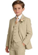 Conjunto de 4 peças Suit Trasign Boys, tamanho 10, slim fit, linho cáqui
