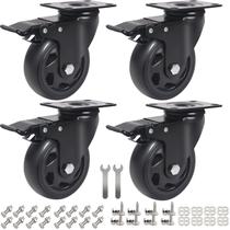 Conjunto de 4 placas giratórias Caster Wheels Wieyunn de 4 polegadas com freio