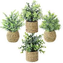 Conjunto de 4 Plantas Artificiais Treory em Cestos de Capim-Marinho