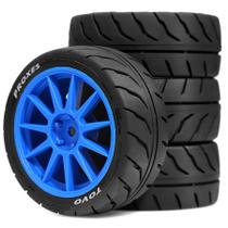 Conjunto De 4 Pneus De Borracha De 68mm Com Cubo De 12mm Para Tamiya TT01 TT01E TT02 TT02B TA06 XV01