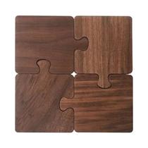 Conjunto De 4 Porta-Copos De Madeira Estilo Retrô Em Formato De Blocos De Construção Criativos,