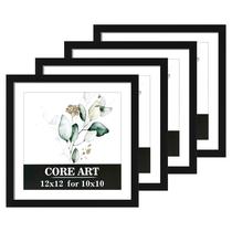 Conjunto de 4 porta-retratos CORE ART 12x12 pretos para 10x10 com tapete