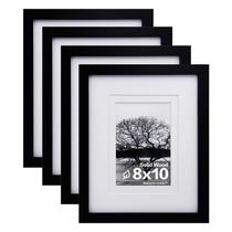 Conjunto de 4 porta-retratos Egofine 8x10 de madeira preta com acrílico Conjunto de 4 porta-retratos Egofine 8x10 de madeira preta com acrílico