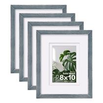 Conjunto de 4 porta-retratos Egofine de madeira maciça 8x10 azul rústico Conjunto de 4 porta-retratos Egofine de madeira maciça 8x10 azul rústico