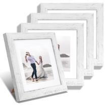 Conjunto de 4 porta-retratos iRahmen 8x8 com vidro real e madeira branca Conjunto de 4 porta-retratos iRahmen 8x8 com vidro real e madeira branca