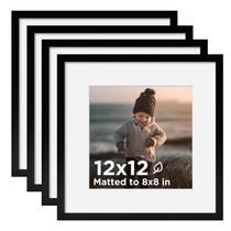 Conjunto de 4 porta-retratos KINLINK Black 12x12 para 8x8 com tapete