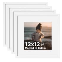 Conjunto de 4 porta-retratos KINLINK White 12x12 para 8x8 com tapete