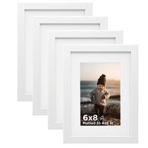 Conjunto de 4 porta-retratos KINLINK White 6x8 para 4x6 com acrílico
