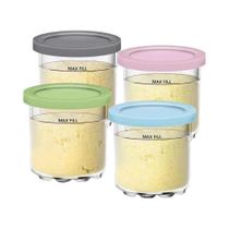 Conjunto De 4 Potes Creami Com Tampas Compatíveis Com Ninja, Recipientes Para Sorvete, Potes Para