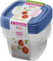 Conjunto De 4 Potes De Plástico Para Alimentos Sanremo 360 ml - 4 Unidades