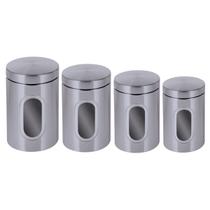 Conjunto De 4 Potes Organizador Designer Sofisticado Multiuso Inox