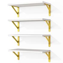 Conjunto de 4 Prateleiras Flutuantes Fixwal de Madeira Branca 42 cm