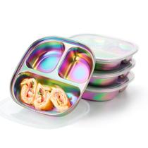 Conjunto de 4 Pratos Infantis de Aço Inoxidável AIEVE com Tampas Conjunto de 4 Pratos Infantis de Aço Inoxidável AIEVE com Tampas
