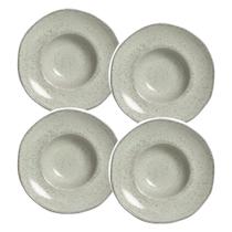 Conjunto de 4 Pratos para Massa Stoneware Orgânico Pistache 28cm - Porto Brasil