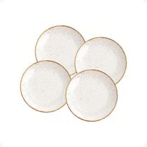 Conjunto de 4 Pratos Raso Rústico 25cm Porcelana Tramontina