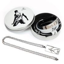 Conjunto de 4 produtos Ronaldo: colar, pulseiras, pulseiras e caixa