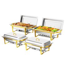 Conjunto de 4 Rechauds ROVSUN 9QT Dourado e Prata para Buffet