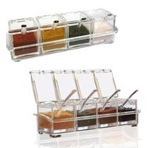Conjunto de 4 Recipientes de Vidro para Temperos com Colheres