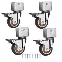 Conjunto de 4 rodas Caster Wheels com suporte em U com freios, capacidade de 300 kg
