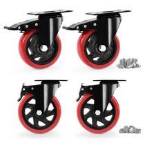 Conjunto de 4 rodas Caster Wheels EGOFIX Heavy Duty, vermelho