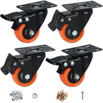 Conjunto de 4 rodas Caster Wheels Heavy Duty ASRINIEY Orange PU