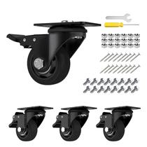 Conjunto de 4 rodas Caster Wheels Heavy Duty com freio de 3 polegadas laranja Conjunto de 4 rodas Caster Wheels Heavy Duty com freio de 3 polegadas laranja