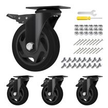 Conjunto de 4 rodas Caster Wheels JIN FU TOU Heavy Duty com freio de 4 polegadas