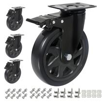 Conjunto de 4 rodas Caster Wheels para serviços pesados de 6 polegadas e 3000 libras com freio