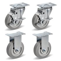 Conjunto de 4 rodízios CW FutureParts de 4 polegadas para serviços pesados de 550 kg com freio Conjunto de 4 rodízios CW FutureParts de 4 polegadas para serviços pesados de 550 kg com freio