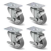 Conjunto de 4 rodízios de borracha NINOSO 3 para serviços pesados com freio de 1000 libras Conjunto de 4 rodízios de borracha NINOSO 3 para serviços pesados com freio de 1000 libras