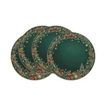 Conjunto De 4 Sousplats De Natal Com Frutas Vermelhas De Pinheiro Para Decoração De Mesa Em Reuniões Conjunto De 4 Sousplats De Natal Com Frutas Vermelhas De Pinheiro Para Decoração De Mesa Em Reuniões