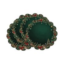 Conjunto De 4 Sousplats De Natal Com Ramo De Pinheiro E Sino VIKAMA Decoração De Mesa Para Festas Em Conjunto De 4 Sousplats De Natal Com Ramo De Pinheiro E Sino VIKAMA Decoração De Mesa Para Festas Em