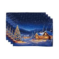 Conjunto De 4 Sousplats De Natal Com Tema De Neve VIKAMA, Decoração De Mesa Para Reuniões E Festas Conjunto De 4 Sousplats De Natal Com Tema De Neve VIKAMA, Decoração De Mesa Para Reuniões E Festas