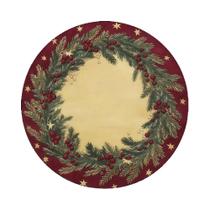 Conjunto De 4 Sousplats Redondos De Natal Com Ramos De Pinheiro Vermelho E Frutas VIKAMA Decorações Conjunto De 4 Sousplats Redondos De Natal Com Ramos De Pinheiro Vermelho E Frutas VIKAMA Decorações