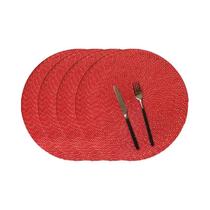 Conjunto De 4 Sousplats Redondos De Natal De 15 Polegadas, Antiderrapantes E Trançados Para Mesas De Conjunto De 4 Sousplats Redondos De Natal De 15 Polegadas, Antiderrapantes E Trançados Para Mesas De
