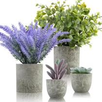 Conjunto de 4 suculentas de lavanda e eucalipto Fake Plants ALAGIRLS